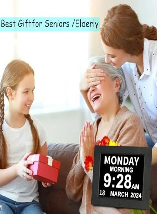 ybest [2022 Newest] Digital Day Calendar Clock 3 Medicine Reminders Extra Large Non-Abbreviated Day Date Month Dementia Clocks for Senior Elderly Memory Loss Impaired Vision Clock - Image 3
